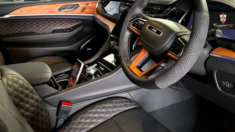 BMW M cabin with orange leather trim after Wurtzite T150 interior protection in Adelaide